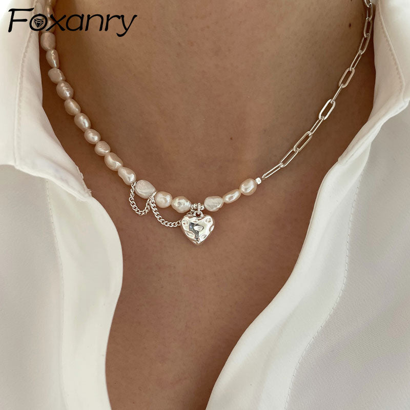 Asymmetry Chain Pearls Necklace